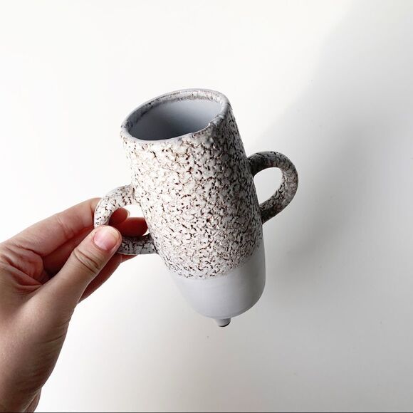 Crate & Barrel Mini Textured White Vase Double Handle Pottery Decor Small - Picture 3 of 9